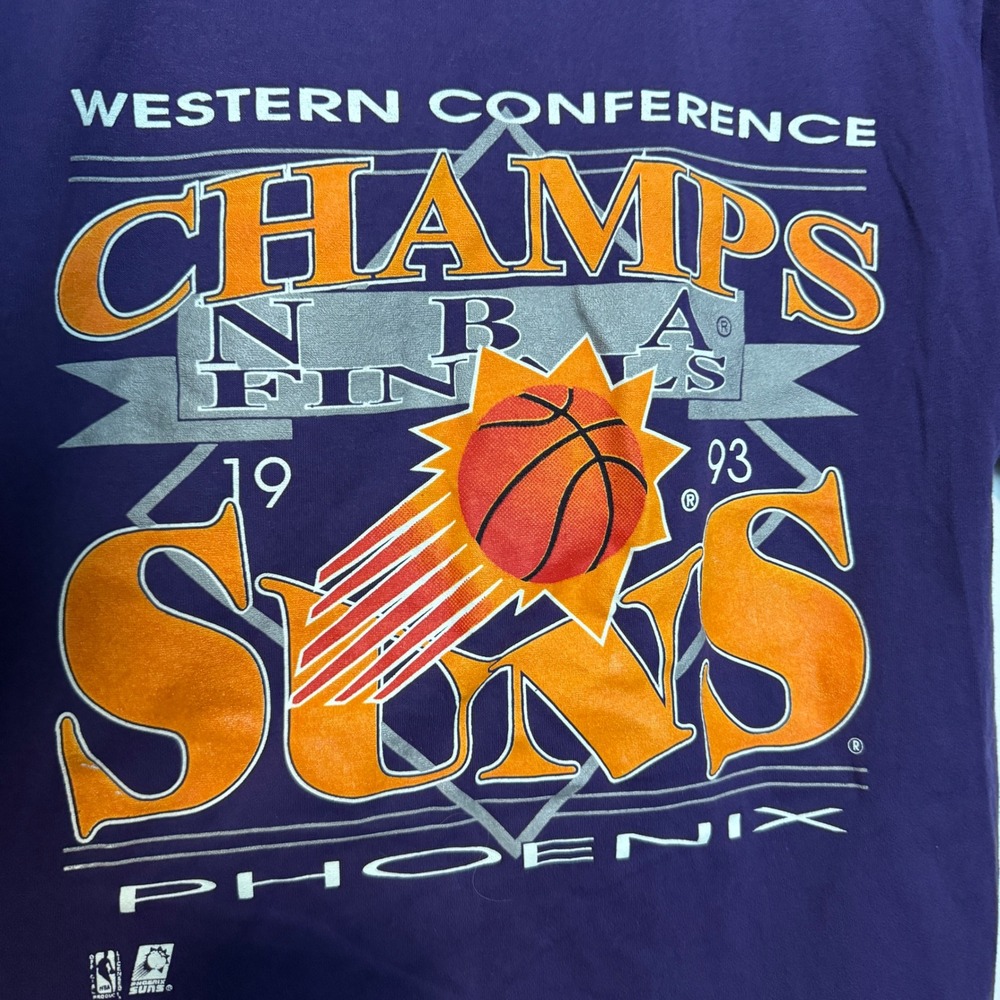 Vintage Phoenix Suns T-Shirt Mens Large Purple 1993 NBA Finals 90s Basketball - Picture 5 of 10